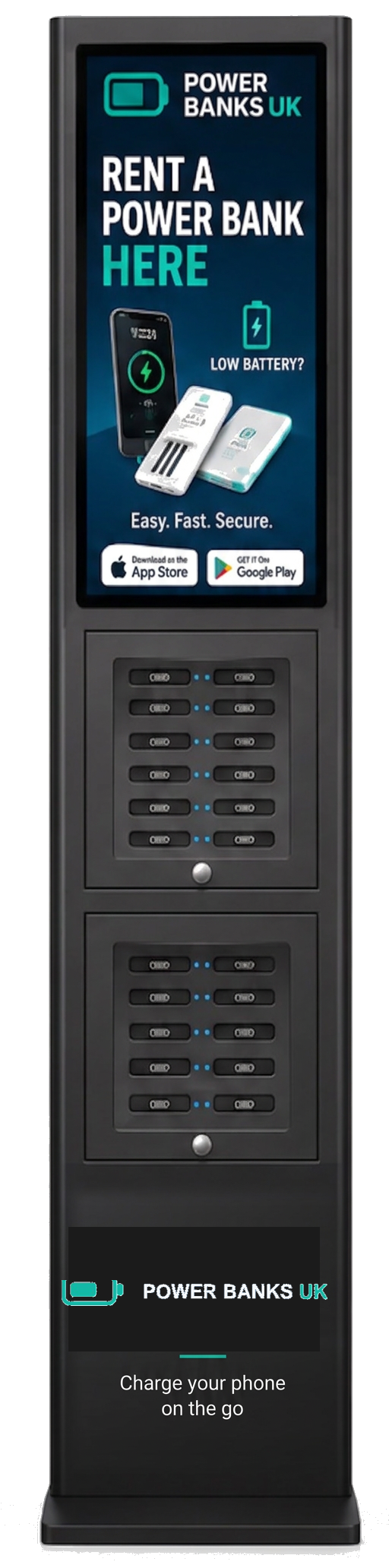 SC-W24 charging station with Power Banks UK turquoise branding