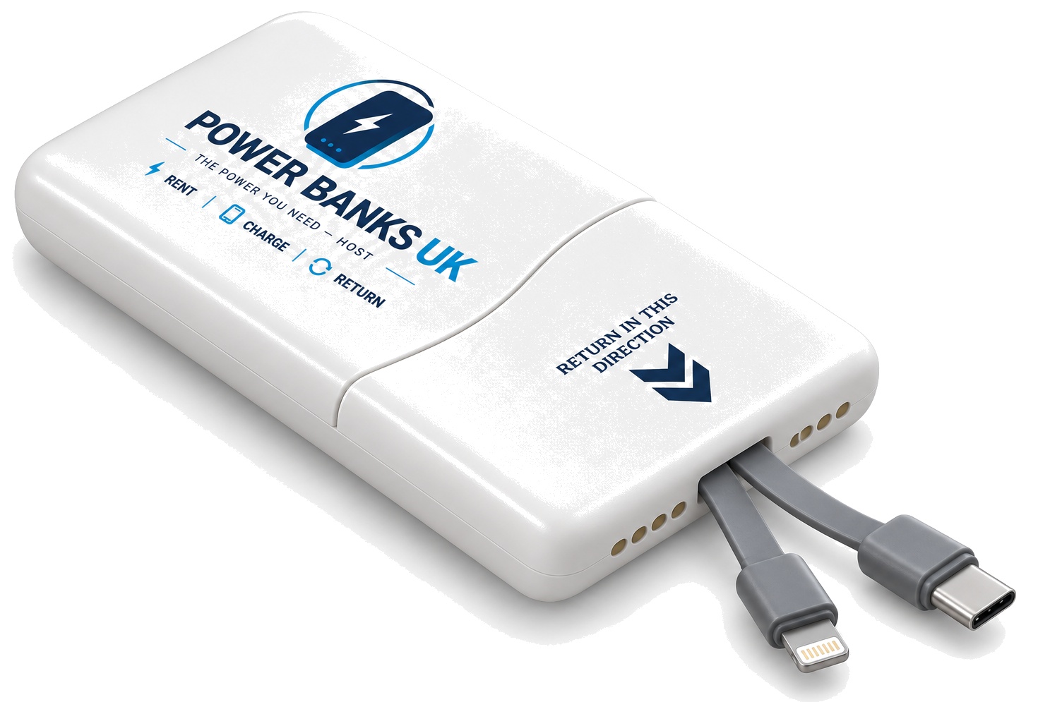 Rental power bank with built-in phone cables